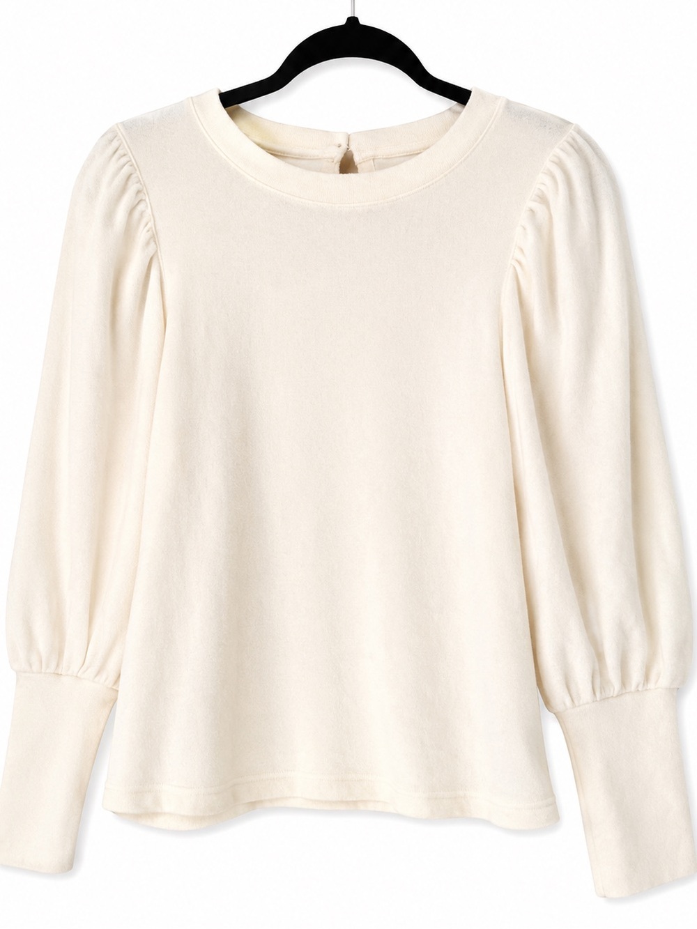 Madewell Cream Ivory Balloon Puff Sleeve Cozy Terry Knit Pullover Sweatshirt M